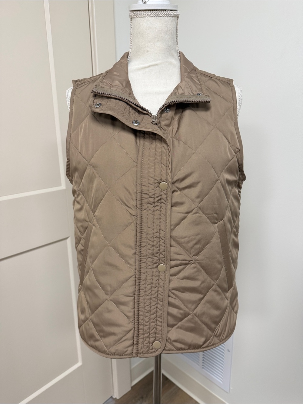 Maurices Quilted Sleeveless Vest in Taupe